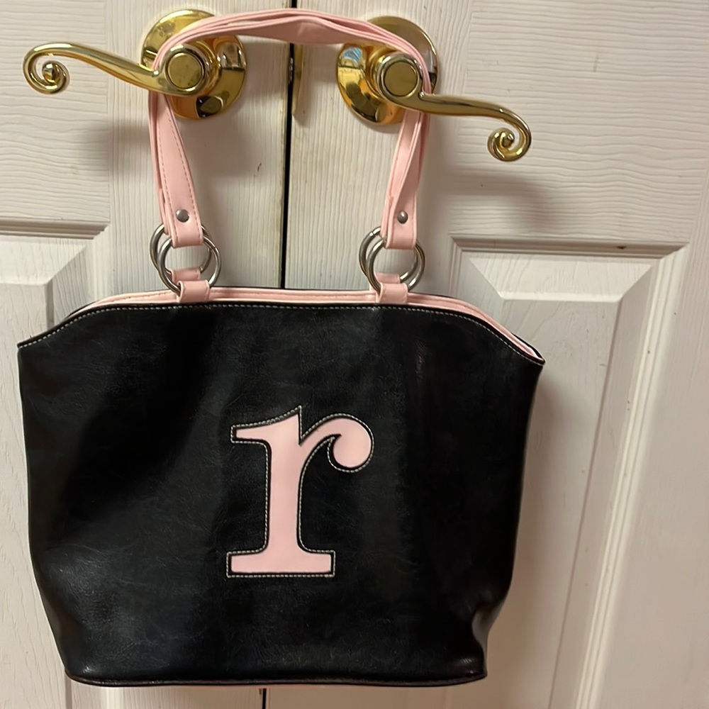 New York & Co. Monogrammed black/pink bag tote - R